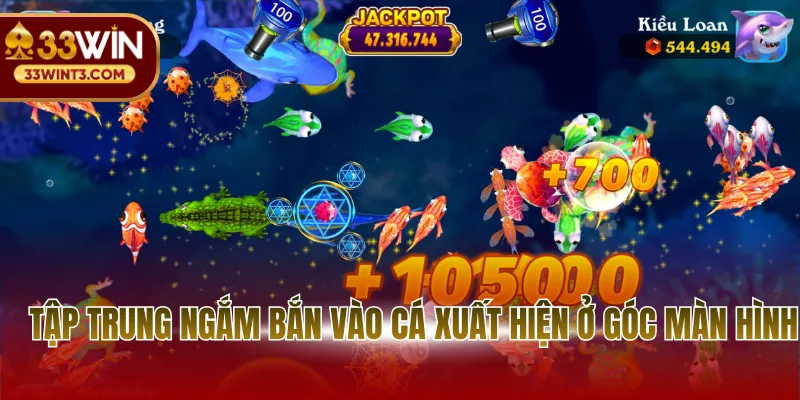Tập trung ngắm bắn vào cá xuất hiện ở góc màn hình